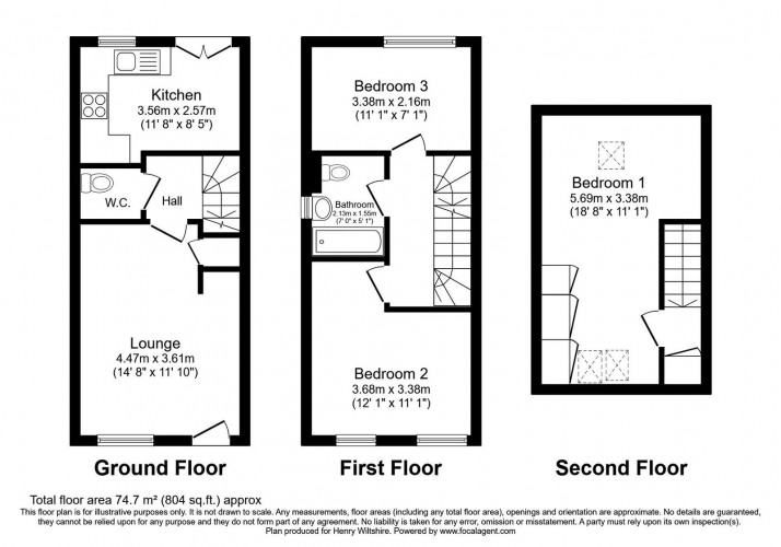 Floorplan for Larch Avenue, Cutsyke , WF10 5UN