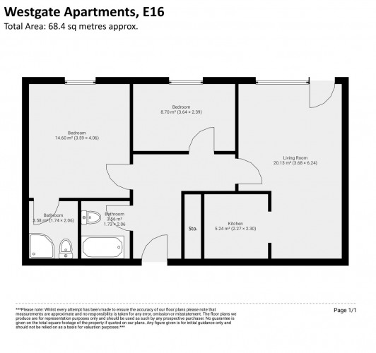Floorplan for Westgate Apartments, Western Gateway, London, E16 1BJ