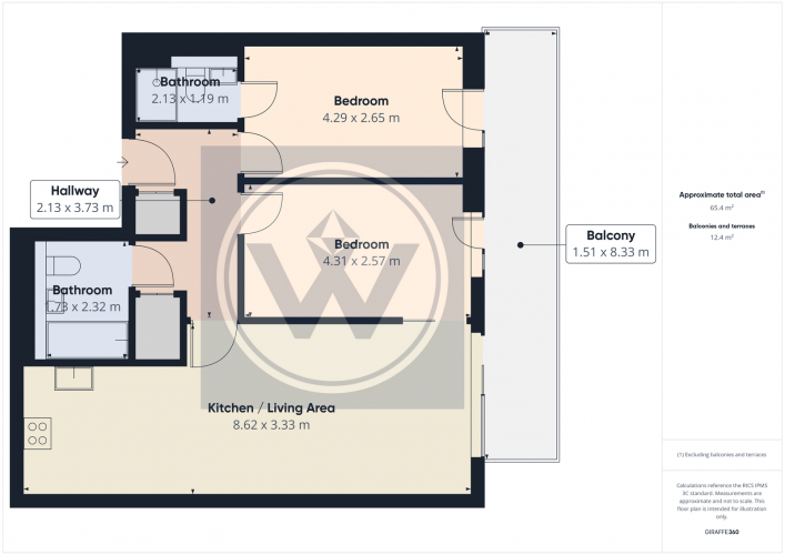 Floorplan for St Georges Island, 3 Kelso Place, Manchester