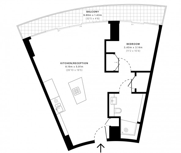 Floorplan for Arena Tower, Crossharbour Plaza, London, E14