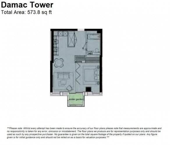 Floorplan for Damac Tower, 71 Bondway, Nine Elms, London, SW8