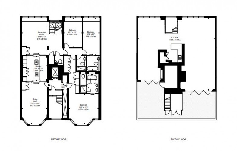 Floorplan for Penthouse Apartment Imperial House W8