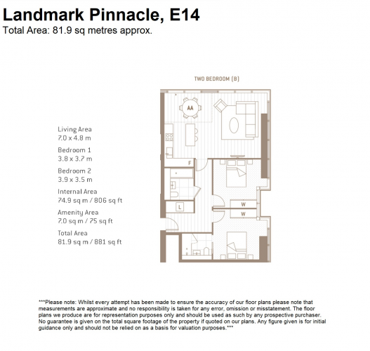 Floorplan for Landmark Pinnacle, E14