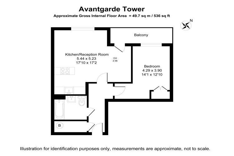 Floorplan for Avantgarde Tower, 1 Avantgarde Place, London E1