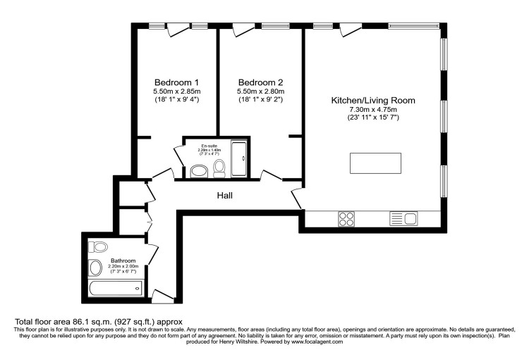 Floorplan for Elizabeth Tower, 141 Chester Road, M15