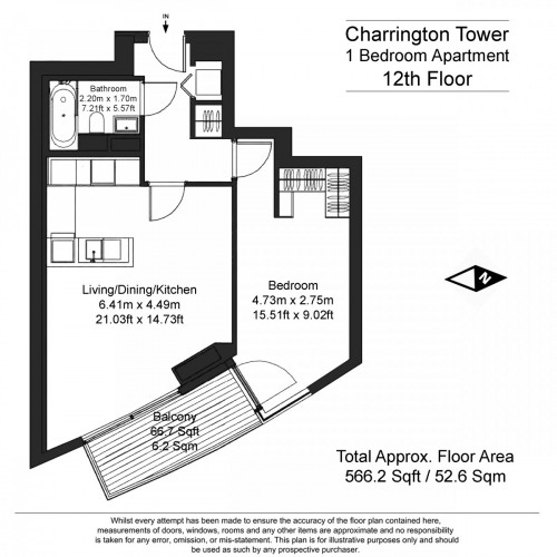 Floorplan for Charrington Tower, Biscayne Avenue, London, E14